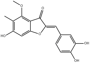 3(2H)-Benzofuranone, 2-[(3,4-dihydroxyphenyl)methylene]-6-hydroxy-4-methoxy-5-methyl-, (2Z)- Structure