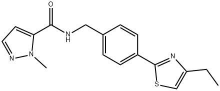 1H-Pyrazole-5-carboxamide, N-[[4-(4-ethyl-2-thiazolyl)phenyl]methyl]-1-methyl- 구조식 이미지