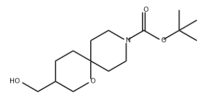 1-Oxa-9-azaspiro[5.5]undecane-9-carboxylic acid, 3-(hydroxymethyl)-, 1,1-dimethylethyl ester 구조식 이미지