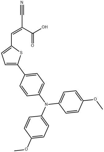 2-Propenoic acid, 3-[5-[4-[bis(4-methoxyphenyl)amino]phenyl]-2-thienyl]-2-cyano-, (2Z)- Structure