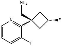 Cyclobutanemethanamine, 3-fluoro-1-(3-fluoro-2-pyridinyl)-, trans- 구조식 이미지