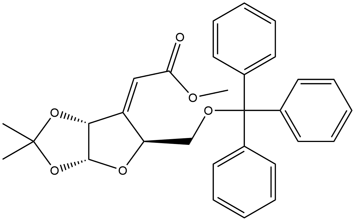 (E)-methyl 2-((3aR,5S,6aR)-2,2-dimethyl-5-((trityloxy)methyl)furo[2,3-d][1,3]dioxol-6(3aH,5H,6aH)-ylidene)acetate Structure
