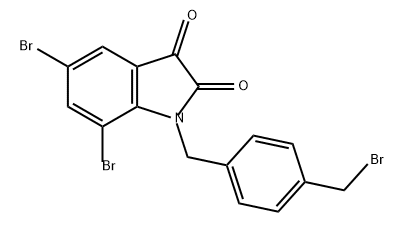 1H-Indole-2,3-dione, 5,7-dibromo-1-[[4-(bromomethyl)phenyl]methyl]- 구조식 이미지