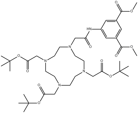 1,4,7,10-Tetraazacyclododecane-1,4,7-triacetic acid, 10-[2-[[3,5-bis(methoxycarbonyl)phenyl]amino]-2-oxoethyl]-, 1,4,7-tris(1,1-dimethylethyl) ester Structure