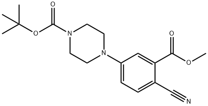 1-Piperazinecarboxylic acid, 4-[4-cyano-3-(methoxycarbonyl)phenyl]-, 1,1-dimethylethyl ester Structure