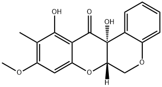 (6aS,12aR)-6a,12a-Dihydro-11,12a-dihydroxy-9-methoxy-10-methyl[1]benzopyrano[3,4-b][1]benzopyran-12(6H)-one Structure