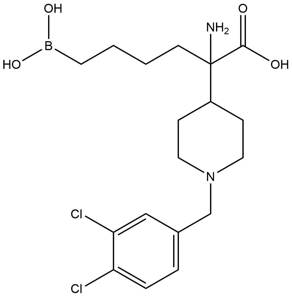 2-Amino-6-borono-2-(1-(3,4-dichlorobenzyl)piperidin-4-yl)hexanoic acid Structure