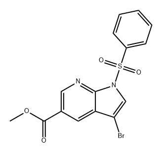 1H-Pyrrolo[2,3-b]pyridine-5-carboxylic acid, 3-bromo-1-(phenylsulfonyl)-, methyl ester Structure