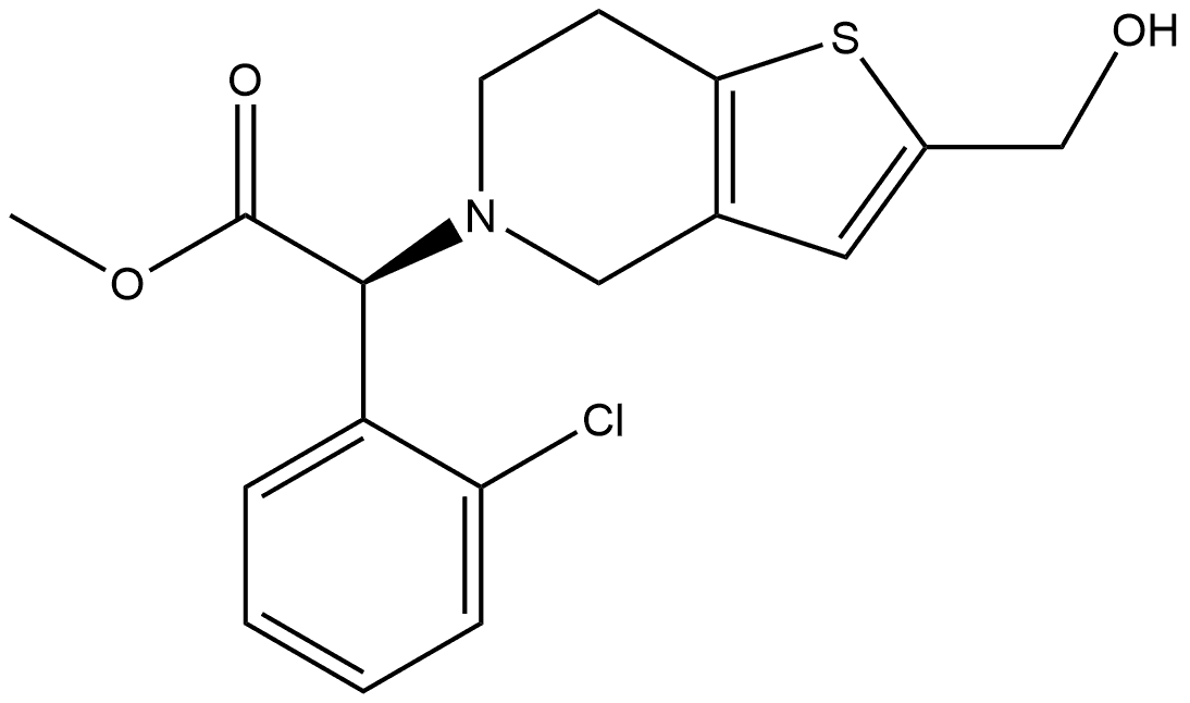 (S)-methyl 2-(2-chlorophenyl)-2-(2-(hydroxymethyl)-6,7- dihydrothieno[3,2-c]pyridin-5(4H)-yl)acetate Structure