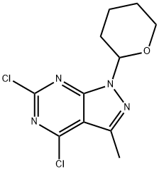 1H-Pyrazolo[3,4-d]pyrimidine, 4,6-dichloro-3-methyl-1-(tetrahydro-2H-pyran-2-yl)- Structure