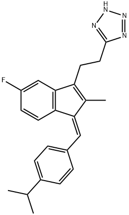 2H-Tetrazole, 5-[2-[(1Z)-5-fluoro-2-methyl-1-[[4-(1-methylethyl)phenyl]methylene]-1H-inden-3-yl]ethyl]- Structure