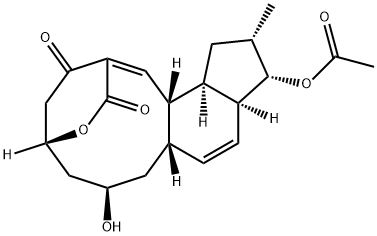 2,5-Ethanoindeno[4,5-e]oxecin-3,15(5H)-dione, 11-(acetyloxy)-6,7,8,8a,10a,11,12,13,13a,13b-decahydro-7-hydroxy-12-methyl-, (1Z,5R,7R,8aS,10aS,11S,12S,13aR,13bS)- Structure