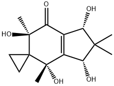 Spiro[cyclopropane-1,5'-[5H]inden]-7'(6'H)-one, 1',2',3',4'-tetrahydro-1',3',4',6'-tetrahydroxy-2',2',4',6'-tetramethyl-, (1'R,3'S,4'S,6'R)- Structure