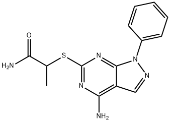 Propanamide, 2-[(4-amino-1-phenyl-1H-pyrazolo[3,4-d]pyrimidin-6-yl)thio]- 구조식 이미지
