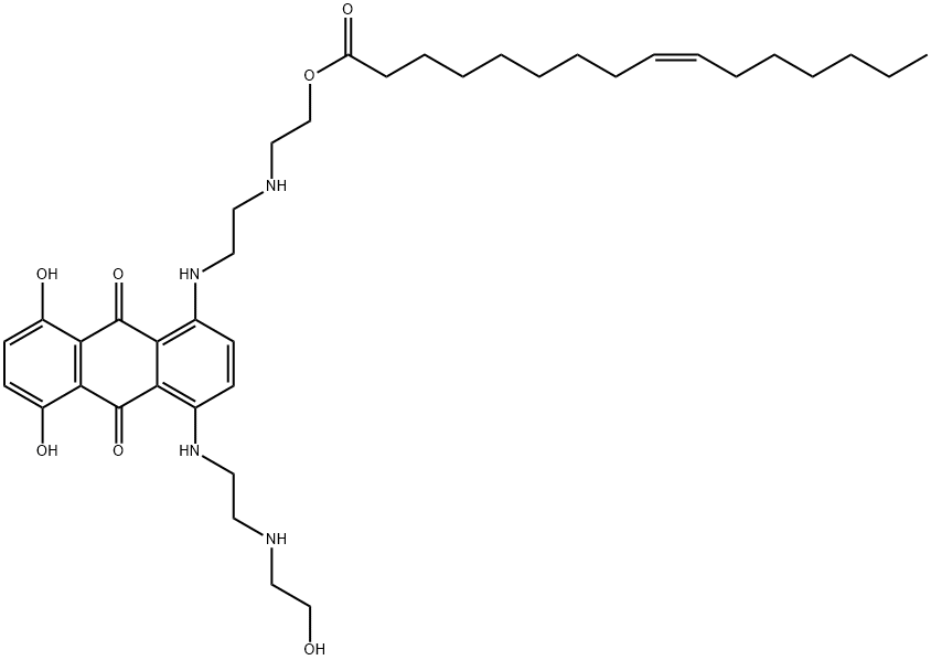 9-Hexadecenoic acid, 2-[[2-[[9,10-dihydro-5,8-dihydroxy-4-[[2-[(2-hydroxyethyl)amino]ethyl]amino]-9,10-dioxo-1-anthracenyl]amino]ethyl]amino]ethyl ester, (9Z)- Structure