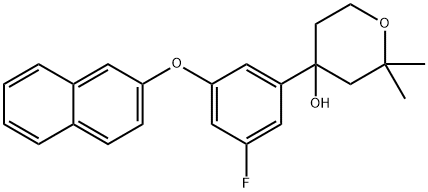 2H-Pyran-4-ol, 4-[3-fluoro-5-(2-naphthalenyloxy)phenyl]tetrahydro-2,2-dimethyl- 구조식 이미지