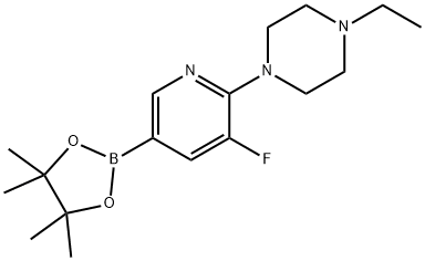 Piperazine, 1-ethyl-4-[3-fluoro-5-(4,4,5,5-tetramethyl-1,3,2-dioxaborolan-2-yl)-2-pyridinyl]- Structure