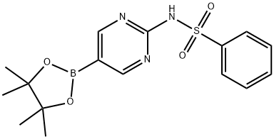 Benzenesulfonamide, N-[5-(4,4,5,5-tetramethyl-1,3,2-dioxaborolan-2-yl)-2-pyrimidinyl]- Structure