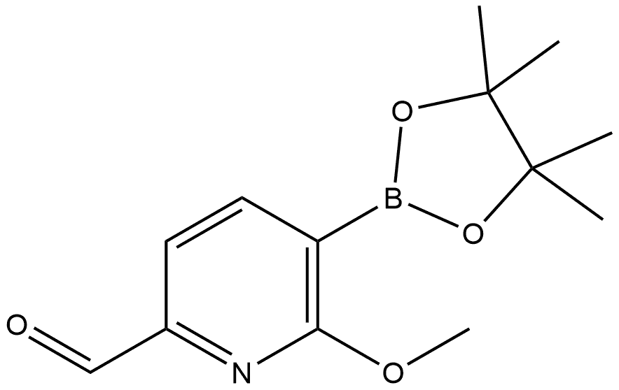 6-methoxy-5-(4,4,5,5-tetramethyl-1,3,2-dioxaborolan-2-yl)picolinaldehyde Structure