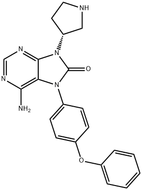 (R)-6-amino-7-(4-phenoxyphenyl)-9-(pyrrolidin-3-yl)-7,9-dihydro-8H-purin-8-one Structure