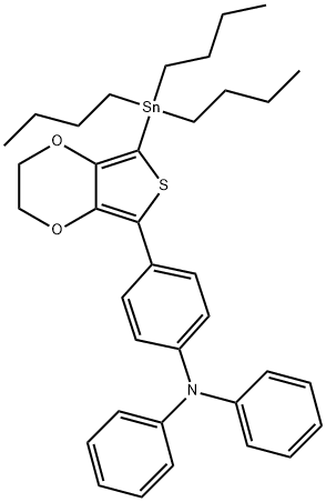 Benzenamine, 4-[2,3-dihydro-7-(tributylstannyl)thieno[3,4-b]-1,4-dioxin-5-yl]-N,N-diphenyl- Structure