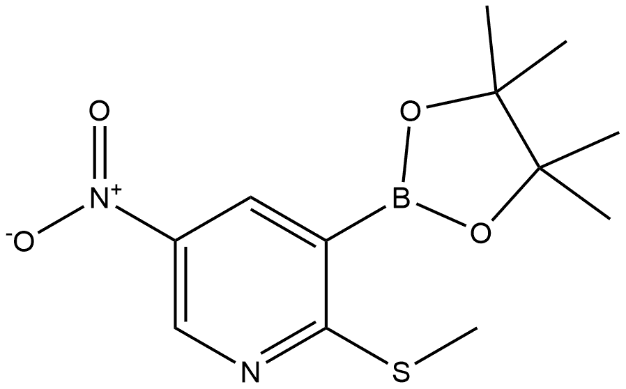 2-(methylthio)-5-nitro-3-(4,4,5,5-tetramethyl-1,3,2-dioxaborolan-2-yl)pyridine Structure