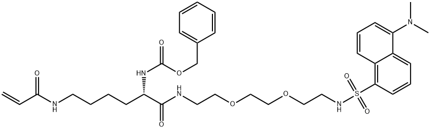 8,11-Dioxa-2,5-diazatridecanoic acid, 13-[[[5-(dimethylamino)-1-naphthalenyl]sulfonyl]amino]-4-oxo-3-[4-[(1-oxo-2-propen-1-yl)amino]butyl]-, phenylmethyl ester, (3S)- Structure