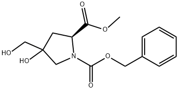 1,2-Pyrrolidinedicarboxylic acid, 4-hydroxy-4-(hydroxymethyl)-, 2-methyl 1-(phenylmethyl) ester, (2S)- Structure