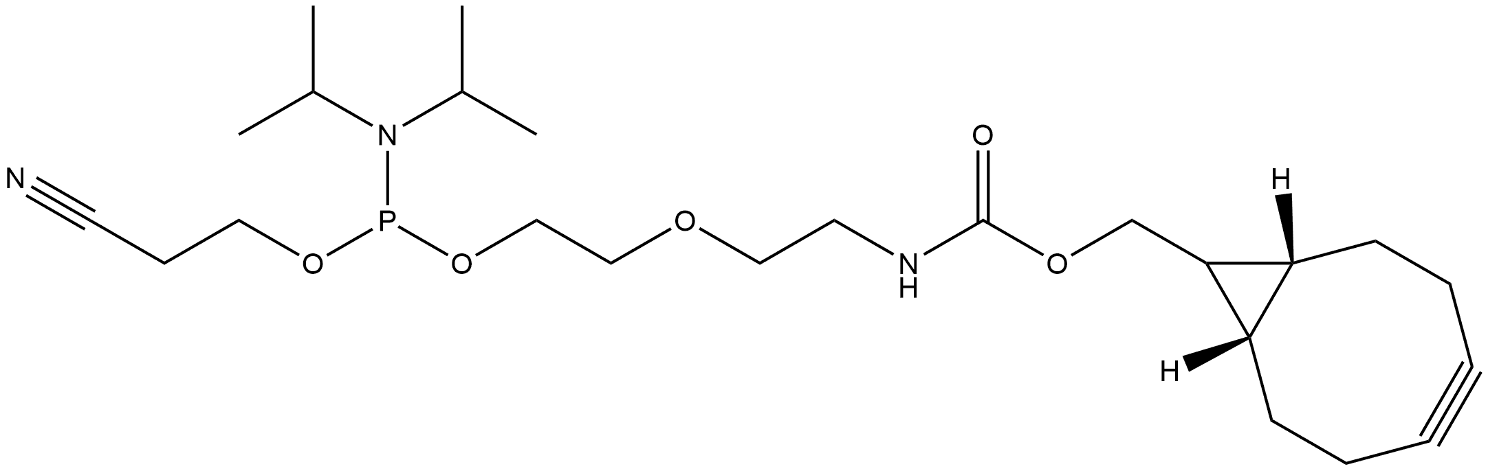 5,8-Dioxa-2,10-diaza-9-phosphadodecanoic acid, 9-(2-cyanoethoxy)-11-methyl-10-(1-methylethyl)-, (1R,8S)-bicyclo[6.1.0]non-4-yn-9-ylmethyl ester, rel- Structure