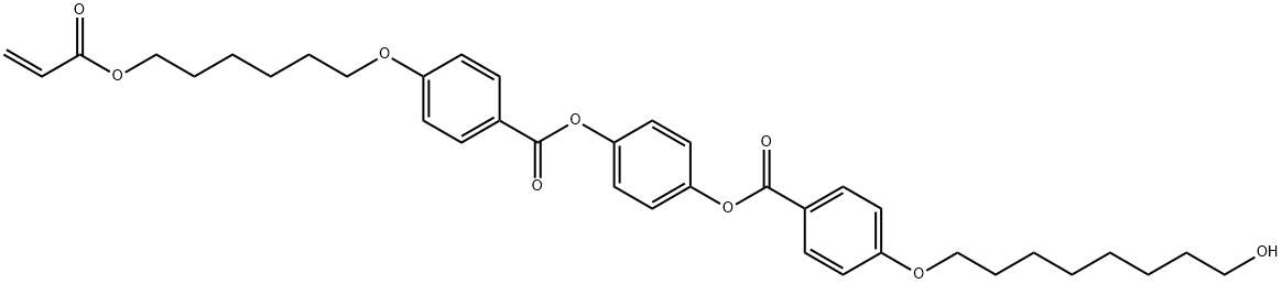 Benzoic acid, 4-[(8-hydroxyoctyl)oxy]-, 4-[[4-[[6-[(1-oxo-2-propen-1-yl)oxy]hexyl]oxy]benzoyl]oxy]phenyl ester 구조식 이미지