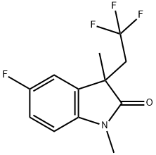 2H-Indol-2-one, 5-fluoro-1,3-dihydro-1,3-dimethyl-3-(2,2,2-trifluoroethyl)- Structure