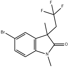 2H-Indol-2-one, 5-bromo-1,3-dihydro-1,3-dimethyl-3-(2,2,2-trifluoroethyl)- 구조식 이미지