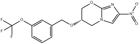 5H-Imidazo[2,1-b][1,3]oxazine, 6,7-dihydro-2-nitro-6-[[3-(trifluoromethoxy)phenyl]methoxy]-, (6S)- Structure
