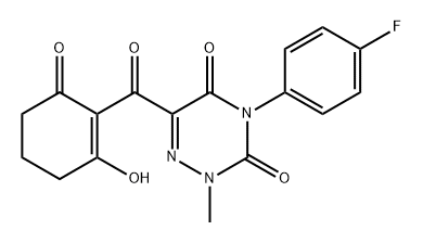 1,2,4-Triazine-3,5(2H,4H)-dione, 4-(4-fluorophenyl)-6-[(2-hydroxy-6-oxo-1-cyclohexen-1-yl)carbonyl]-2-methyl- 구조식 이미지