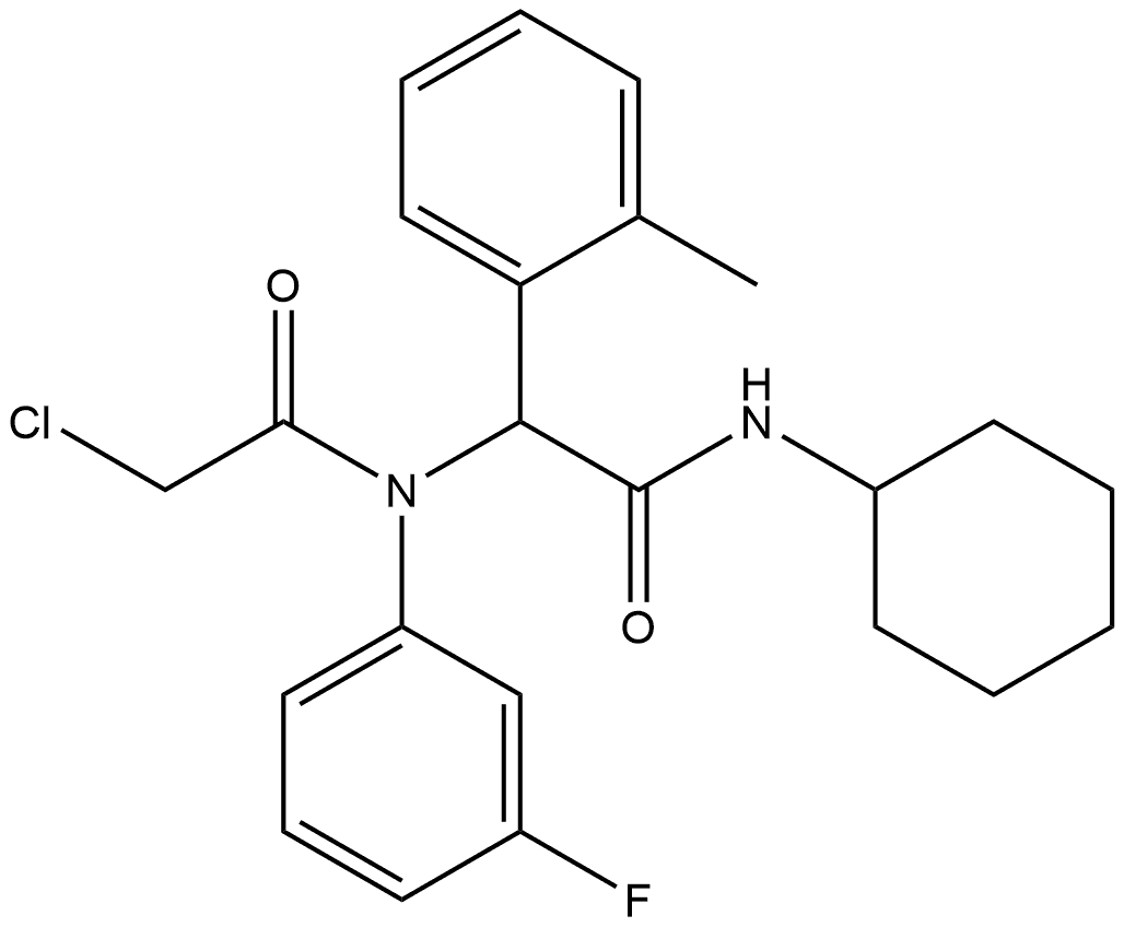 Benzeneacetamide, α-[(2-chloroacetyl)(3-fluorophenyl)amino]-N-cyclohexyl-2-methyl- Structure