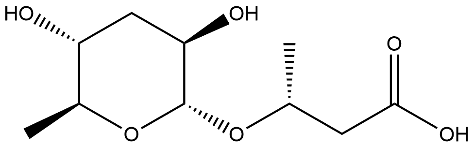 Butanoic acid, 3-[(3,6-dideoxy-α-L-arabino-hexopyranosyl)oxy]-, (3R)- Structure