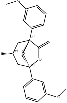 1,5-Bis(3-methoxyphenyl)-3-methyl-7-methylene-6,8-dioxabicyclo[3.2.1]octane Structure