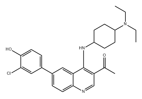 Ethanone, 1-[6-(3-chloro-4-hydroxyphenyl)-4-[[4-(diethylamino)cyclohexyl]amino]-3-quinolinyl]- 구조식 이미지