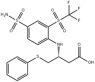 Butanoic acid, 3-[[4-(aminosulfonyl)-2-[(trifluoromethyl)sulfonyl]phenyl]amino]-4-(phenylthio)-, (3R)- Structure