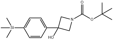 1-Azetidinecarboxylic acid, 3-hydroxy-3-[4-(trimethylsilyl)phenyl]-, 1,1-dimethylethyl ester Structure