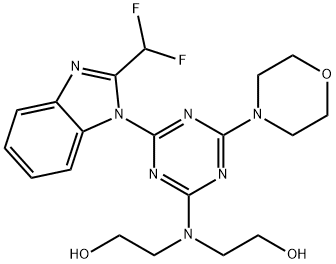 Ethanol, 2,2'-[[4-[2-(difluoromethyl)-1H-benzimidazol-1-yl]-6-(4-morpholinyl)-1,3,5-triazin-2-yl]imino]bis- Structure