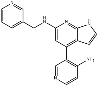 1H-Pyrrolo[2,3-b]pyridin-6-amine, 4-(4-amino-3-pyridinyl)-N-(3-pyridinylmethyl)- Structure