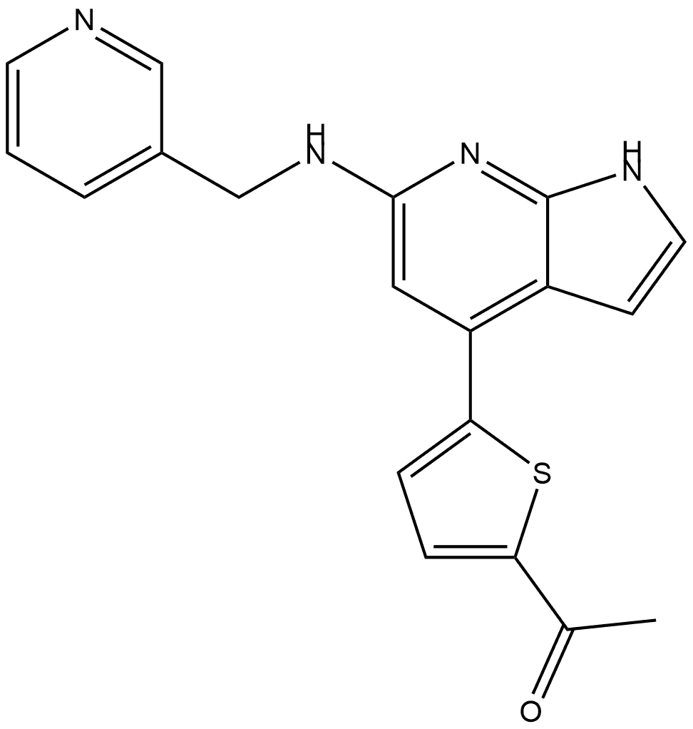 1-[5-[6-[(3-Pyridylmethyl)amino]-7-azaindole-4-yl]-2-thienyl]ethanone Structure