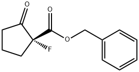 Cyclopentanecarboxylic acid, 1-fluoro-2-oxo-, phenylmethyl ester, (1R)- Structure