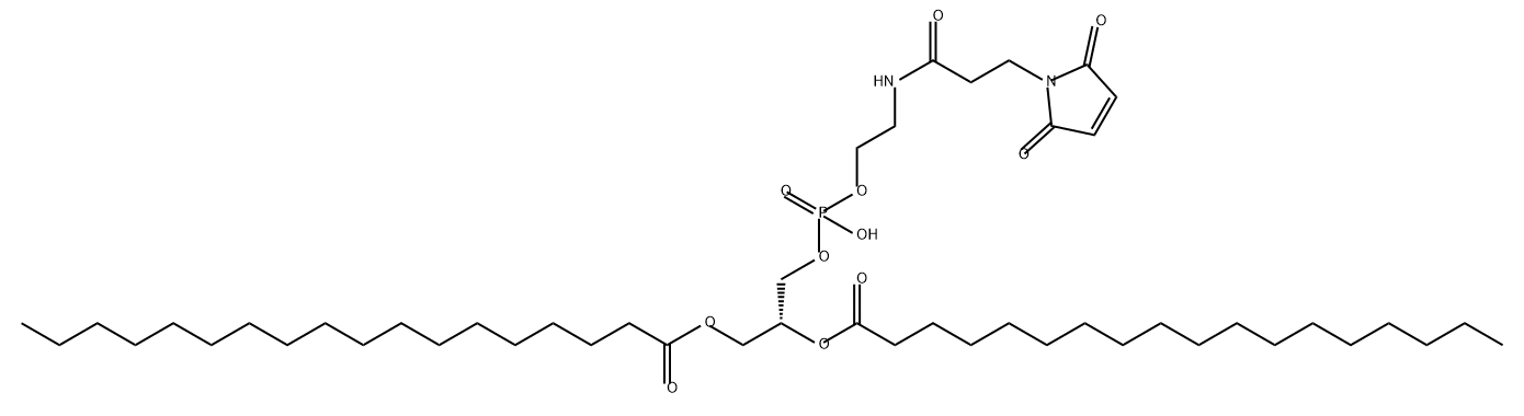 Octadecanoic acid, 1,1'-[(1R)-1-[10-(2,5-dihydro-2,5-dioxo-1H-pyrrol-1-yl)-3-hydroxy-3-oxido-8-oxo-2,4-dioxa-7-aza-3-phosphadec-1-yl]-1,2-ethanediyl] ester 구조식 이미지