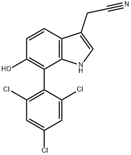 6-Hydroxy-7-(2,4,6-trichlorophenyl)indole-3-acetonitrile Structure