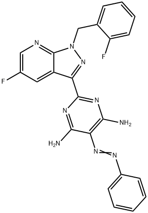 2-[5-Fluoro-1-[(2-fluorophenyl)methyl]-1H-pyrazolo[3,4-b]pyridin-3-yl]-5-(2-phenyldiazenyl)-4,6-pyrimidinediamine Structure