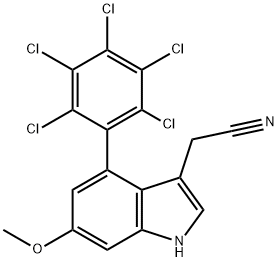 6-Methoxy-4-(perchlorophenyl)indole-3-acetonitrile Structure