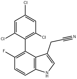 5-Fluoro-4-(2,4,6-trichlorophenyl)indole-3-acetonitrile Structure