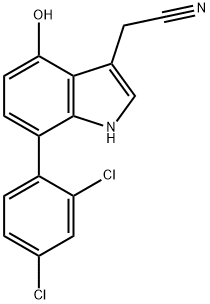 7-(2,4-Dichlorophenyl)-4-hydroxyindole-3-acetonitrile 구조식 이미지